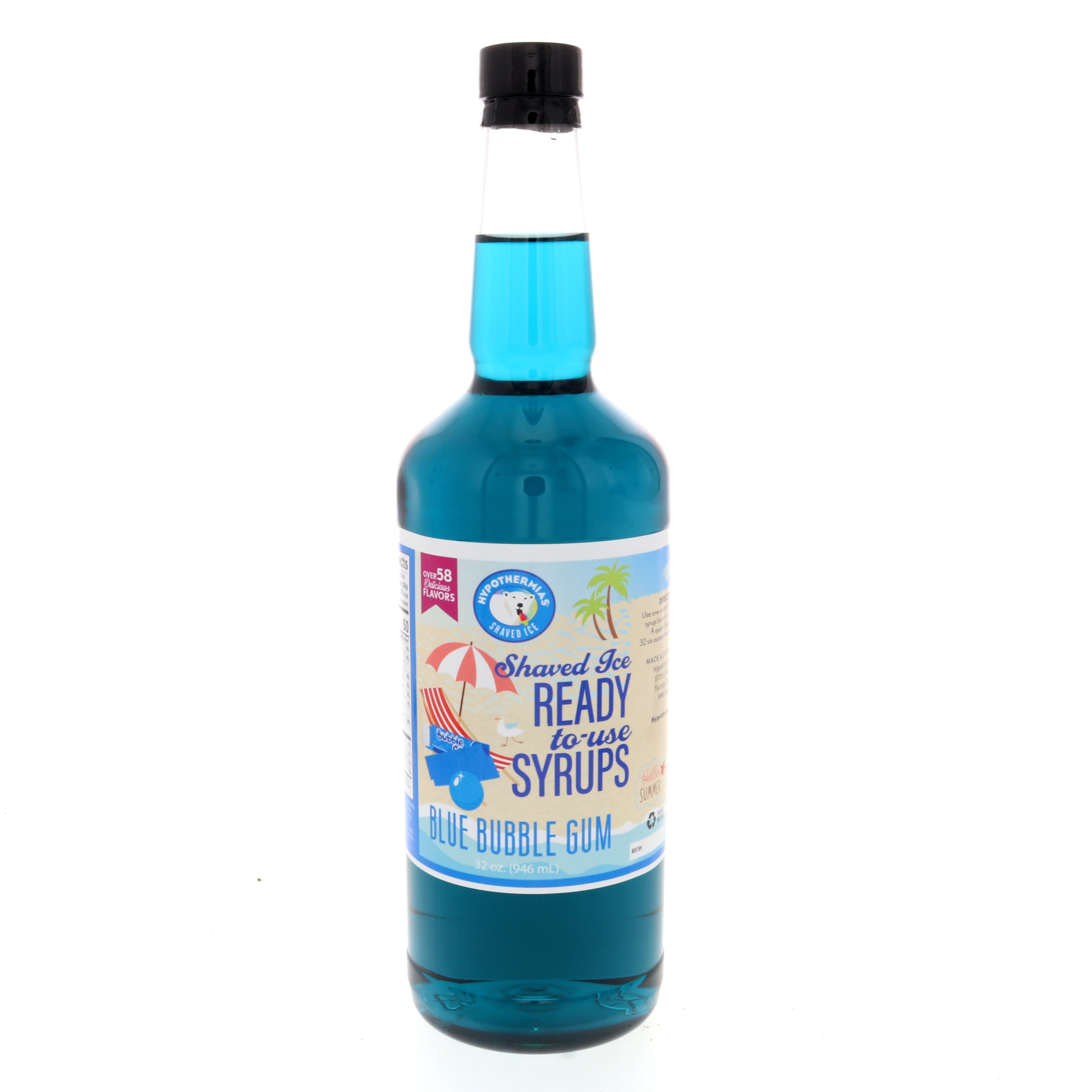 Blue Bubble Gum Ready to Use Shaved Ice or Snow Cone Syrup Quart (32 Fl