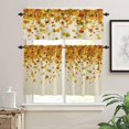 thumbnail image 2 of Blue Pumpkin Kitchen Curtains, Thanksgiving Fall Eucalyptus Leaves Beige 3-Piece Kitchen Curtain Valance and Tiers Set 36 Inch Length, Rod Pocket Half Window Curtains for Cafe Living Room Bathroom, 2 of 6