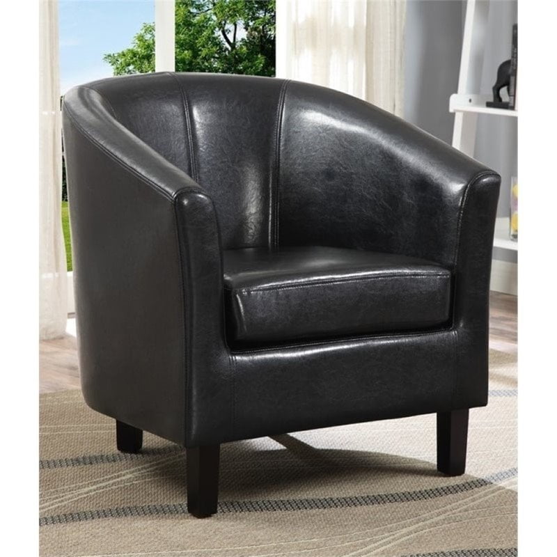Atlin Designs Faux Leather Tub Chair in Black