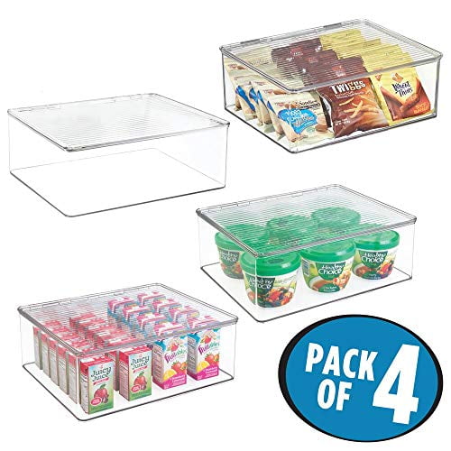 mDesign boite rangement frigo avec couvercle (lot de 4) – boite plastique  alimentaire– boite alimentaire pour nourriture de bébé et autres denrées –  transparent 