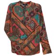 thumbnail image 1 of Karen Kane Womens Tile Print Pullover Blouse, Orange, Large, 1 of 1