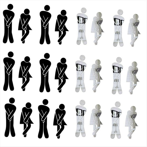 Señal de Baño Extraíble para Hombre y Mujer, Pegatina 3D para Espejo, Pegatina Extraíble para Hombre y Mujer para WC