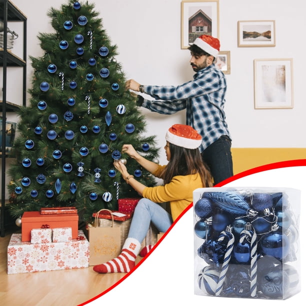 Wmhnj Juego de 40 adornos navideños de plstico irrompible para decorar el rbol de Navidad y las ventanas.