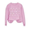 thumbnail image 4 of Penkiiy Chandail en Molleton Imprimé Cœur pour Femmes Manches Longues Col Rond Décontracté Ample Vintage Amour Graphique Chandail Rose, 4 of 4