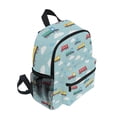 thumbnail image 2 of FORMRS School Backpack with Front Zippered Pocket 12" Student Travel Daypack, Blue Trains Pattern, 2 of 6