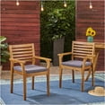 thumbnail image 3 of JERFIT 2-Person Outdoor Dining Chairs Set, Acacia Wood Patio Chairs with Gray Cushions, Water-Resistant Garden Bistro Seating for Porch, Deck, Poolside, 3 of 10