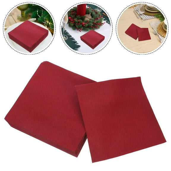 FRCOLOR Disposable Party Napkins for Weddings and Events Made from Wood Pulp Dark Red 50 Pcs