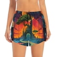 thumbnail image 4 of Lsque Abstract Tree Castle Printed Women's Running Shorts with Liner Pockets,Elastic Quick Dry Workout Athletic Gym Yoga Shorts,Womens High Waist Shorts-Medium, 4 of 9
