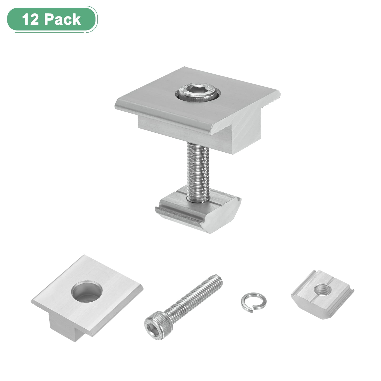 Uxcell 12-Pack Solar Panel Mount Mid Clamps 30mm T Center Clips Corrosion-free Aluminum Anodized Solar Panel Center Clamp White
