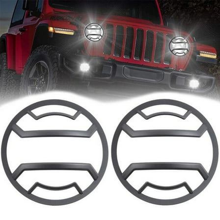 Fyuu 2X Front Headlight Guard Protector Cover Trim For Jeep Wrangler Jl Jt 2018-2022