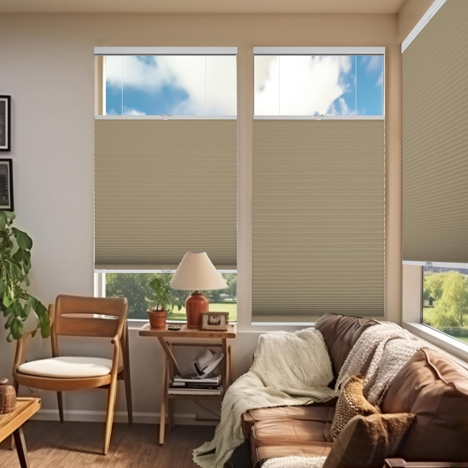 Chicology Sand Blackout Cordless Top Down Bottom Up Cellular Shades 27.75 in. W x 72 in. L