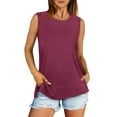 thumbnail image 5 of NANAIQ Sleeveless Women's Tops Pure Color Tank Casual Crew Neck T Shirts for Women Soft Fashion Skin-Friendly Womens T Shirts Summer Tops Purple XXL, 5 of 8