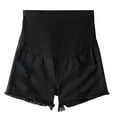thumbnail image 6 of Juslio Womens Summer Ripped Denim Maternity Shorts High Waist Tummy Support Black M, 6 of 7