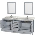 thumbnail image 2 of Wyndham Collection WCS141480DGYCQUNSM24 80 in. Double Bathroom Vanity in Gray, Calacatta Quartz Countertop, Undermount Square Sink - 24 in. Mirror, 2 of 2