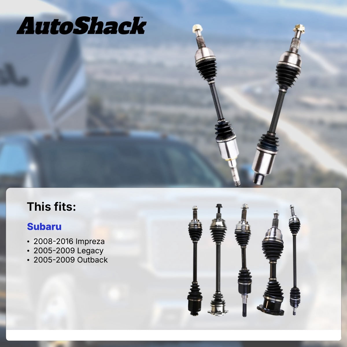 AutoShack Front CV Axle Shaft Assemblies for Subaru, Impreza 2008-2016 Outback 2005-2009 Legacy 2005-2009, AWD H4 2.0L 2.5L H6 3.0L, Left and Right, Pair