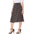 thumbnail image 4 of INSPIRE CHIC Women's A-Line Midi Skirt Floral Print Chiffon Vintage Summer Skirts S Black-White, 4 of 6