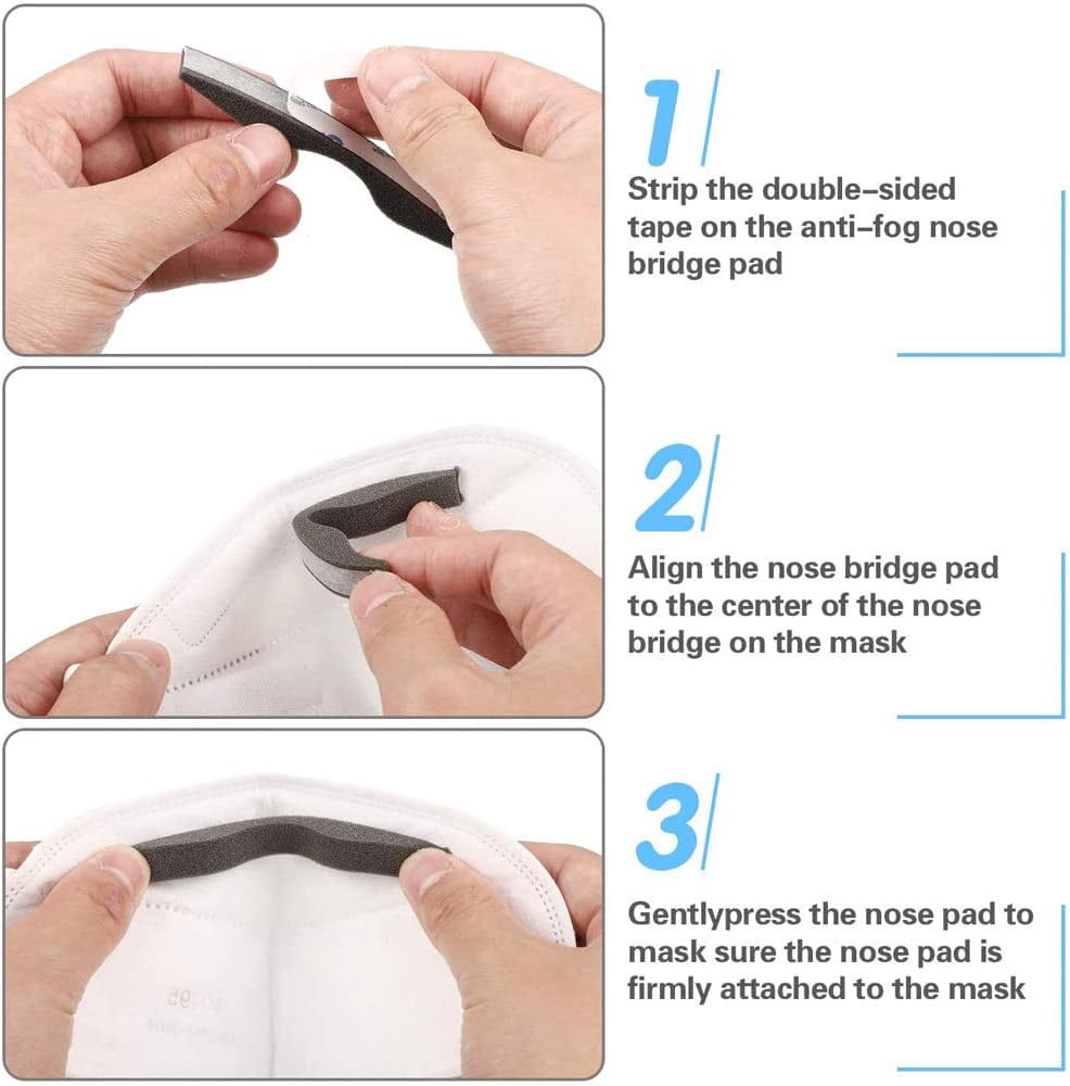 Microfiber Memory Foam Anti-Fog Nose Bridge Pads Set of 16PCS Self-Adhesive 
