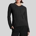 thumbnail image 6 of Women's Cable Knit Sweater V Neck Long Sleeve Pullover Top Lightweight Soft Business Casual Fall Outfit Black XL, 6 of 6