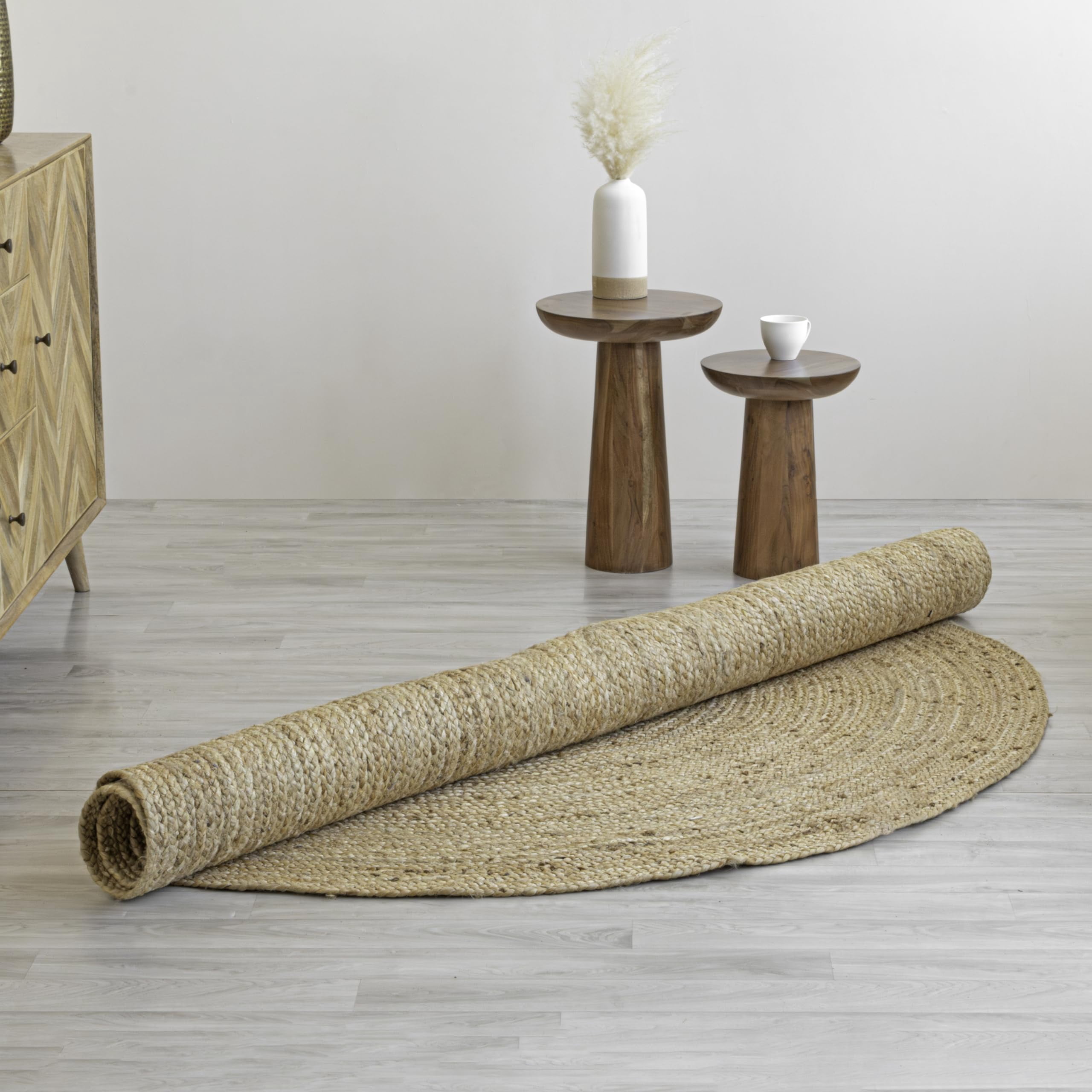 HOMEMONDE Small Braided Jute Rugs Natural Woven Doormat Rug Oval Shape 2.3 x 4 ft Floor Carpet for Entry Way