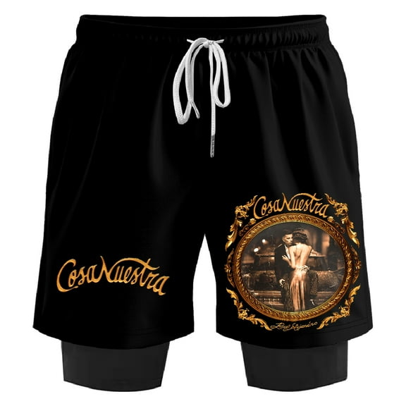 Rauw Alejandro Cosa Nuestra Sweatshorts Women Men's 2 in 1 Running Shorts Unisex Outdoor Sportwear