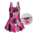 thumbnail image 4 of Uorisanigo Girls Swimsuit One Piece Pink Palm Leaf Polyester and Spandex Summer Swim Dress with Skirt Bathing Suit Swimwear Beach Sport, Size 3-4, 4 of 6