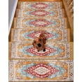 thumbnail image 2 of Stair Treads for Wooden Steps, Vintage Ethnic Peel and Stick Stair Treads with Adhesive, Boho Tribes Modern Orange Middle Century Non Slip Indoor Stairs Runner Rugs Mats for Elders Dogs 8"x30"15PCS, 2 of 7