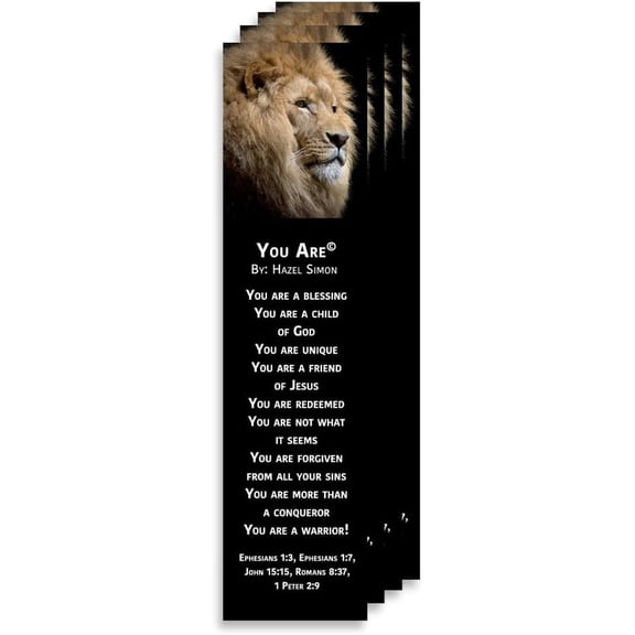 Christian Bookmark Packs | Page Marker Divider | You Are Lion Poem (Pack of 4)