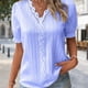 thumbnail image 3 of Camiseta Blusa Blusa informal con manga de burbuja, estilo elegante, camisa de talla grande para mujer, traje de vacaciones Ygjytge Celeste 5Xl para Mujer, 3 of 7