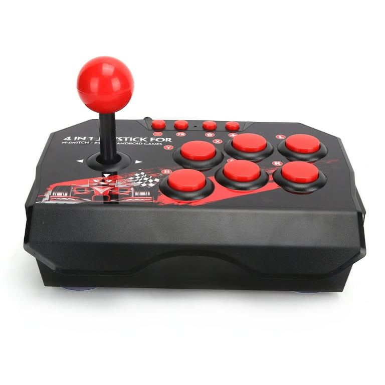 Wired Fight Stick, Classic Black And Red Color Schem Wired Arcade Joystick  For Switch For PC For PS3