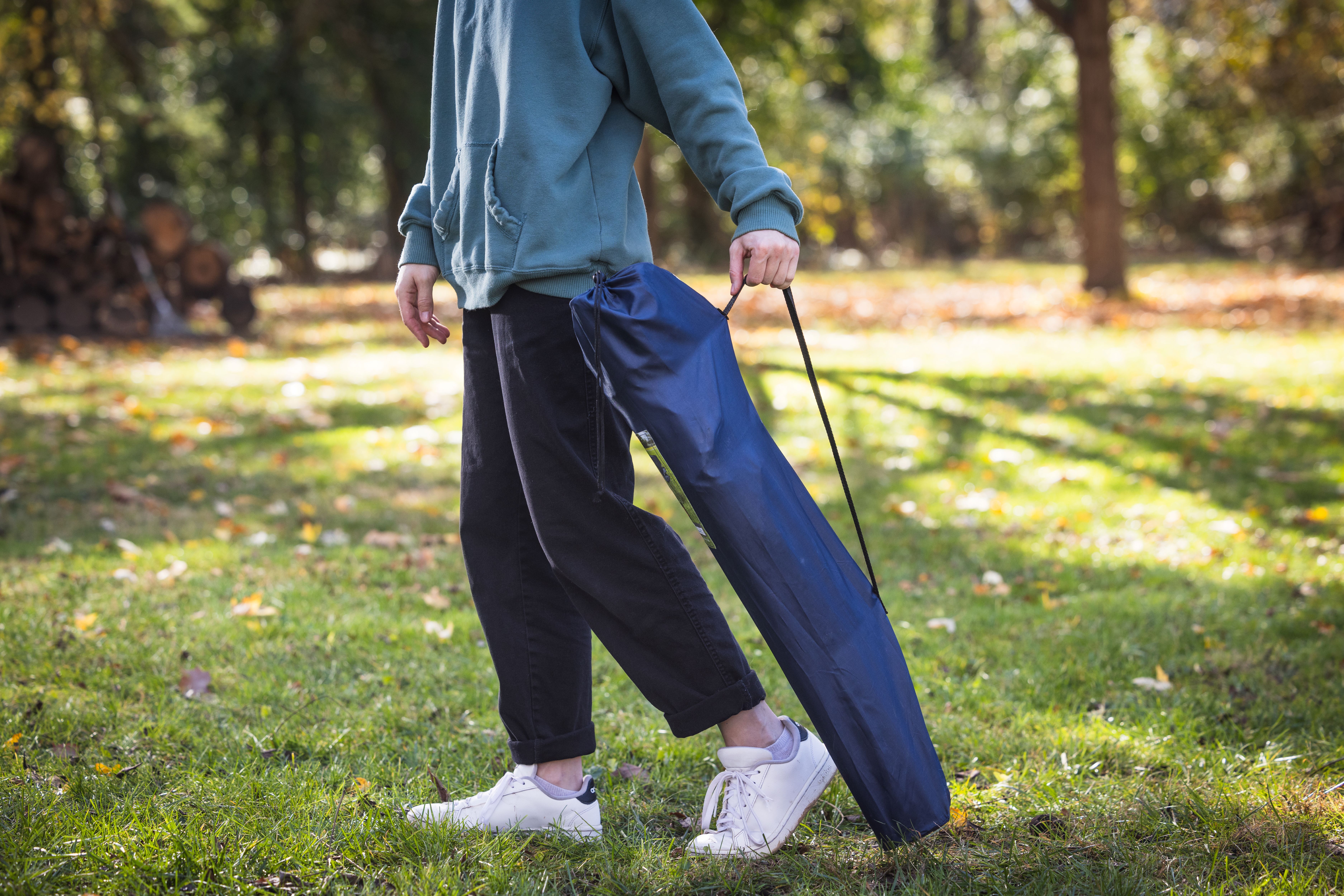 Silla de campamento plegable cuadrada con portavasos, azul oscuro 8