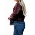 thumbnail image 3 of Jackets for Female CasualLoose Comfy Utility Style Button Up Large Lapel Cropped Jacket Female Wine Red S, 3 of 7