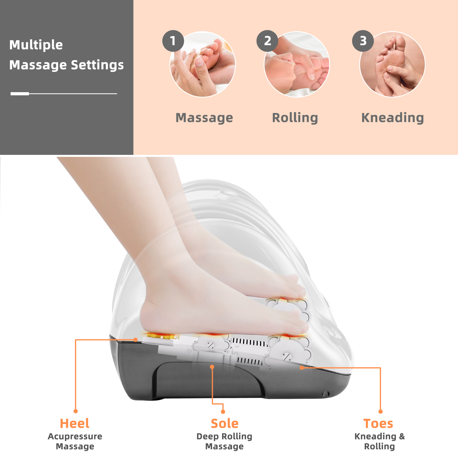Giantex Foot Massager Machine, Electric Therapeutic Shiatsu Foot Calf Massager w/Kneading & Rolling for Foot & Ankle Pain, Gray