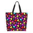 thumbnail image 1 of Balery Colorful Hearts Bolsa Tote Estilo Estético con Cremalleras, Bolsa de Hombro, Bolsa de Compras Grande y Plegable, 1 of 8