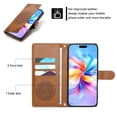 thumbnail image 4 of Leather Case For Google Pixel 9a 6.3",Embossed Totem Wallet With Card Holder,Wristband, Shockproof Kickstand Magnetic Cover,Brown,For Google Pixel 9a, 4 of 7