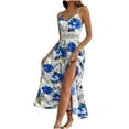 thumbnail image 7 of Generic Women's Summer Dress V Neck Floral Maxi Tropical Long Beach Vacation Side Slit Dress, 7 of 7
