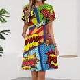 thumbnail image 2 of Colorful Comic Book Panels Dress Fashion Beach Short Sleeve Dresses Female Party Printed Sundress, 2 of 7