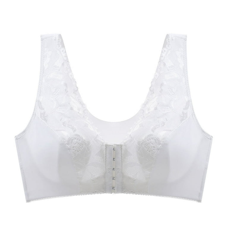 YWDJ Bras for Women Push Up Plus Size Front Closure Front Clip Zip Snap  Lace Front Close Sagging Breasts Breathable Seamless Anti-exhaust Base Front  Buckle Anti Exhaust Base Solid Back White 75D 