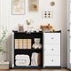 thumbnail image 2 of 43-pulgada coffee bar gabinete: sideboard buffet con glass doors, 3 cajones & adjustable estantes para kitchen y dining room (negra y blanca), 2 of 8