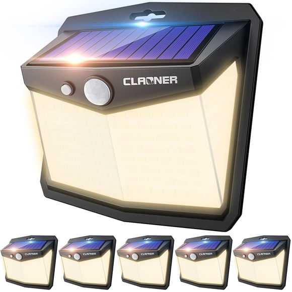 Luces solares CLAONER 128 LED, paquete de 6 unidades, IP65, impermeables