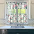 thumbnail image 3 of Pioneer Kitchen Curtains and Valance Set 24 Inch Tier Pink Floral Feathers Curtains Small Drapes for Cafe Living Room Bathroom Farmhouse 3 Pieces Set Rod Pocket, 3 of 6