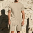 thumbnail image 4 of Gfyviroh 2 Piece Mens Pajamas Sets Plus Size Short Lounge Sets Short Sleeve Pullover Crew Neck T-shirts and Drawstring Shorts Pjs, 4 of 9