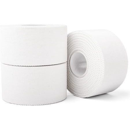 (3 Pack) White Athletic Sports Tape Very Strong Easy Tear No Sticky Residue Tape for Athlete & Sport Trainers First Aid Injury Wrap Suitable Bats Tennis Gymnastics Boxing(1.5in X 35ft)