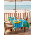 thumbnail image 2 of Outdoor Tablecloth with Umbrella Hole for Patio/Picnic/Party/Camping, Summer Swimming Pool Waterproof Table Cloth Rectangle Table Cover Washable, Floral Plumeria Leaves Blue Plaid (60"x 102"), 2 of 8