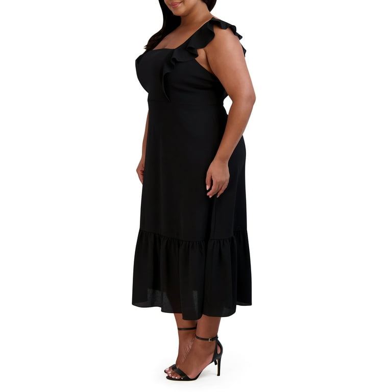 BCBG Paris Women's Black Chiffon Square-Neck High Waist BCBG Paris Women's Black Chiffon Square-Neck High Waist