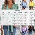 thumbnail image 3 of Vynhevius Womens 3/4 Sleeve Blouses V Neck Button Front Tie Hem Flared Solid Loose Casual Pullover Shirts, 3 of 8