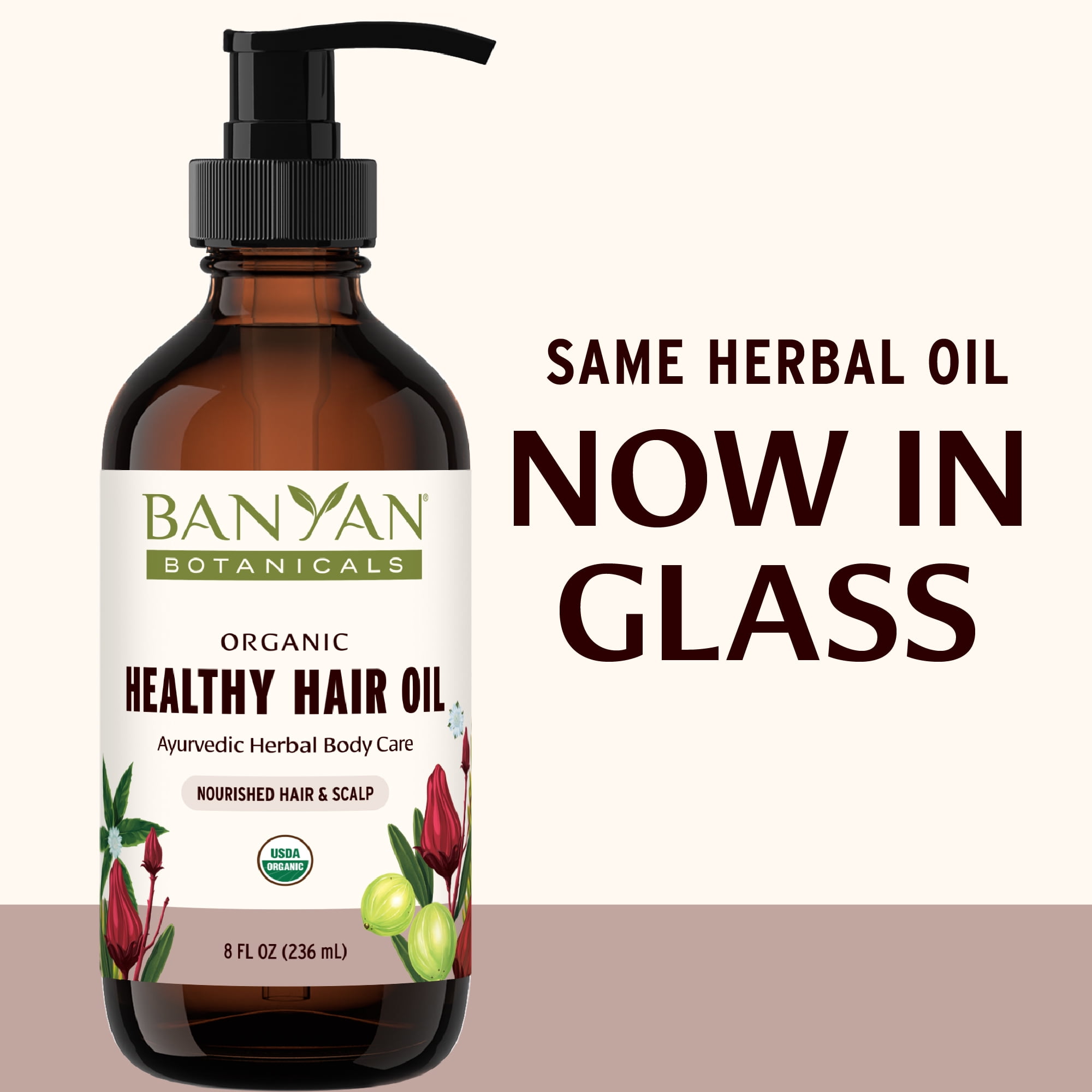 Banyan Botanicals Healthy Hair Oil – Organic Hair Oil with Bhringaraj & Amla for All Hair Types – Ayurvedic Hair Care for Thick & Lustrous Hair – 8 oz. – Non GMO Sustainably Sourced Scalp & Hair Oil