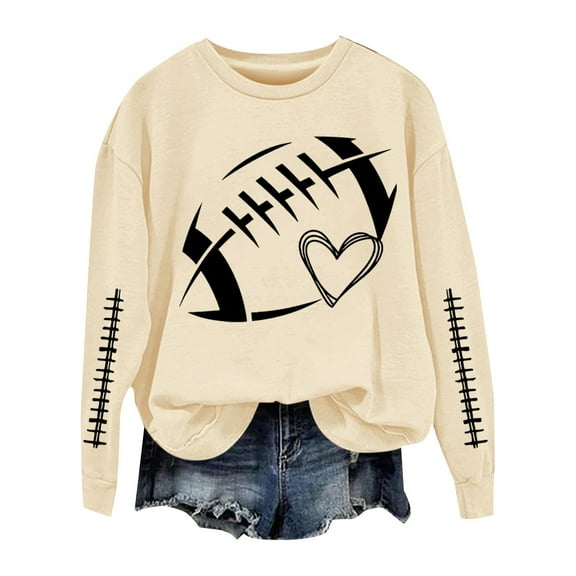 ZSQDM Women's Hoodless Sweatshirt Sleeveless Hoodies for Women Football Sweatshirts for Women 2026 Plus Size Funny Graphic Long Sleeve Crewneck Shirts Casual Pullover Tops Polyester (L)