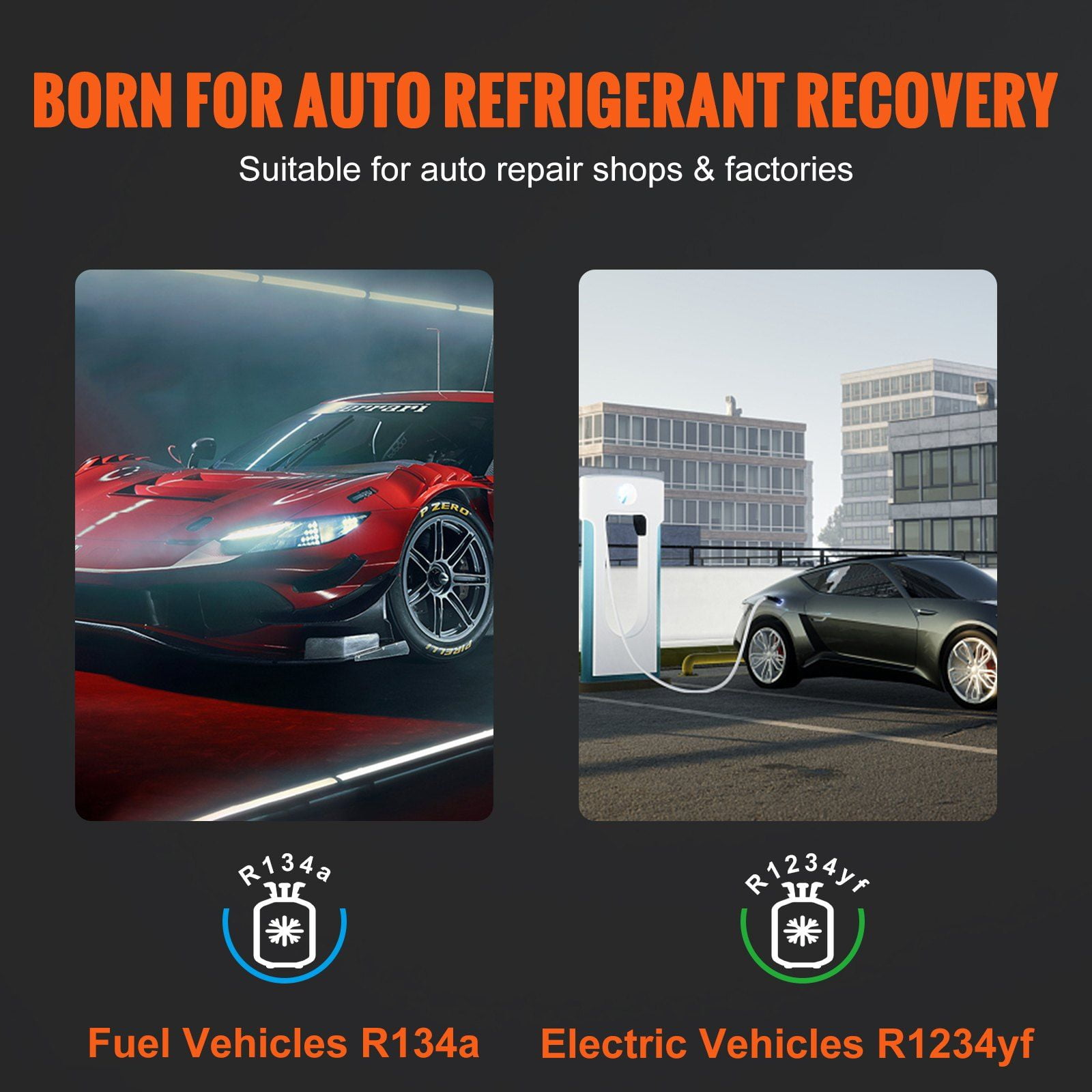 HCY Fully Automatic Refrigerant Recovery Machine - Dual Cylinder AC Recovery Machine Kit Built in Compressor/Electronic Scale/Filter/Recovery Tank, Recovery Machine HVAC Only for R134A+R1234YF