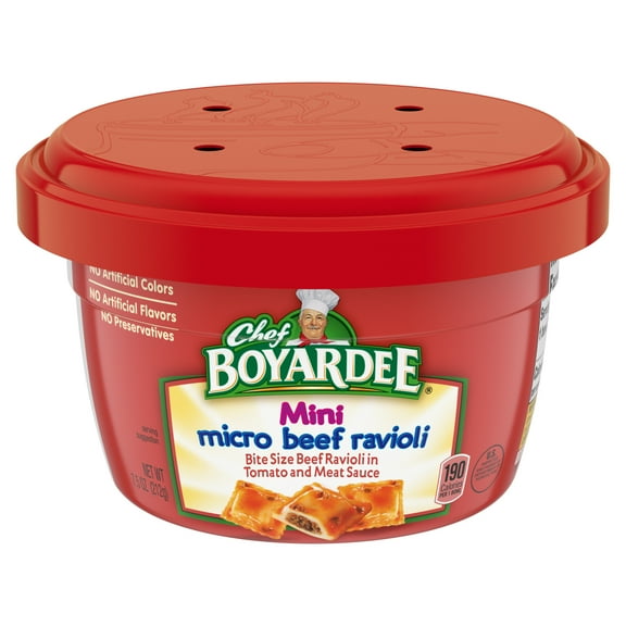Chef Boyardee Mini Micro Beef Ravioli in Tomato and Meat Sauce, Microwavable Meal, 7.5 oz. Bowl