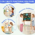thumbnail image 2 of Kids Easel for Art Easel, Art Easels for Toddlers, Bamboo Adjustable Standing Art Easel - Double Magnetic White Board & Chalkboard Drawing Board with Painting Accessories, 27"D x 26"W x 47"H, 2 of 6